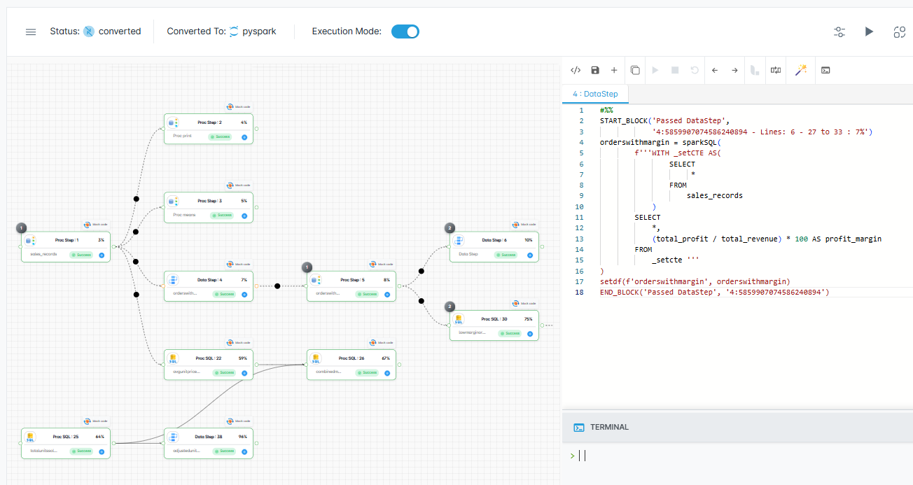Visual execution on Snowflake and Databricks